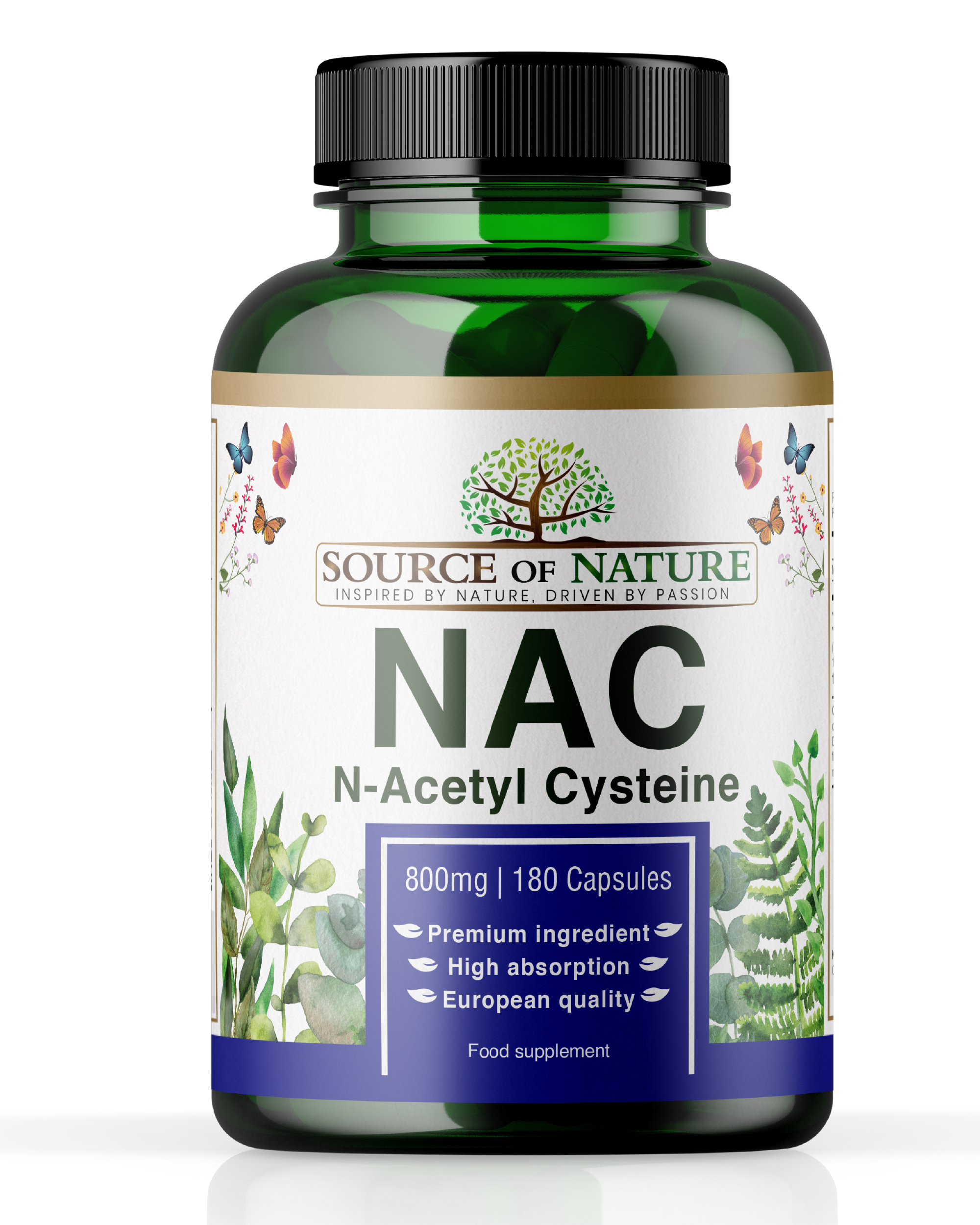NAC (N-Acetyl Cysteine) 800mg | 180 Capsules | 2-Month Supply - Source of Nature